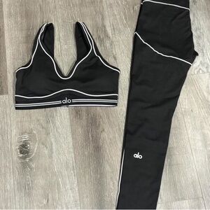 ALO Yoga Black and White Sports Bra Set